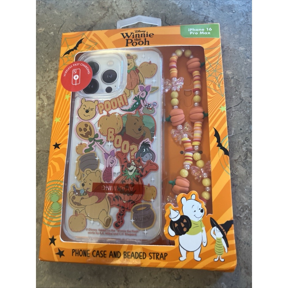 Disney Winnie the Pooh iPhone 16 Pro Max Case w/ beaded phone strap Halloween